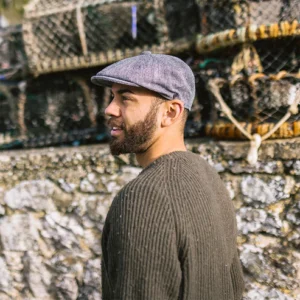 Marl Tweed Newsboy Cap - Black
