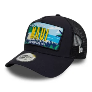 Maui A-Frame Trucker Cap - License Plate - Navy Blue