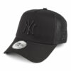 New York Yankees A-Frame Trucker Cap - MLB Clean Trucker - Black On Black