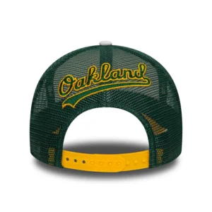 Oakland Athletics A-Frame Trucker Cap - MLB Logo - White-Yellow-Dark Green