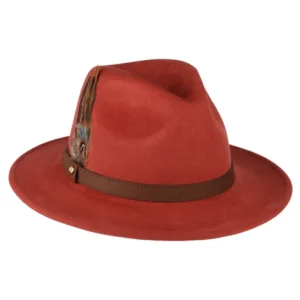 Showerproof Wool Felt Fedora Hat - Ginger