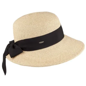 Straw Sun Hat With Grosgrain Bow - Natural