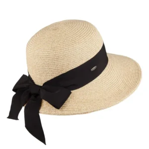Straw Sun Hat With Grosgrain Bow - Natural
