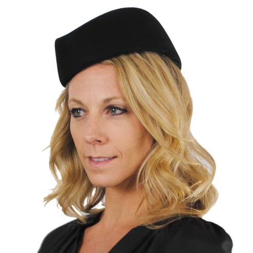 Womens Stewardess Pillbox Hat - Black