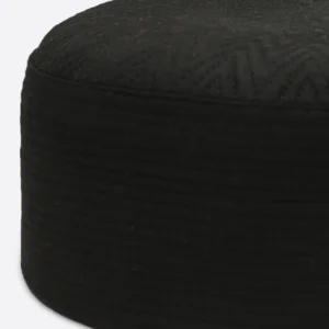 Black Kufi Prayer Cap For Men