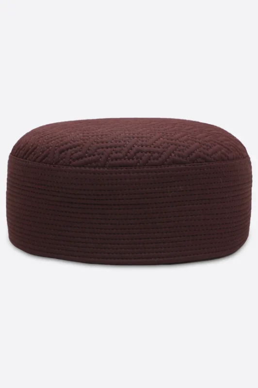 Maroon Kufi Prayer Cap For Men