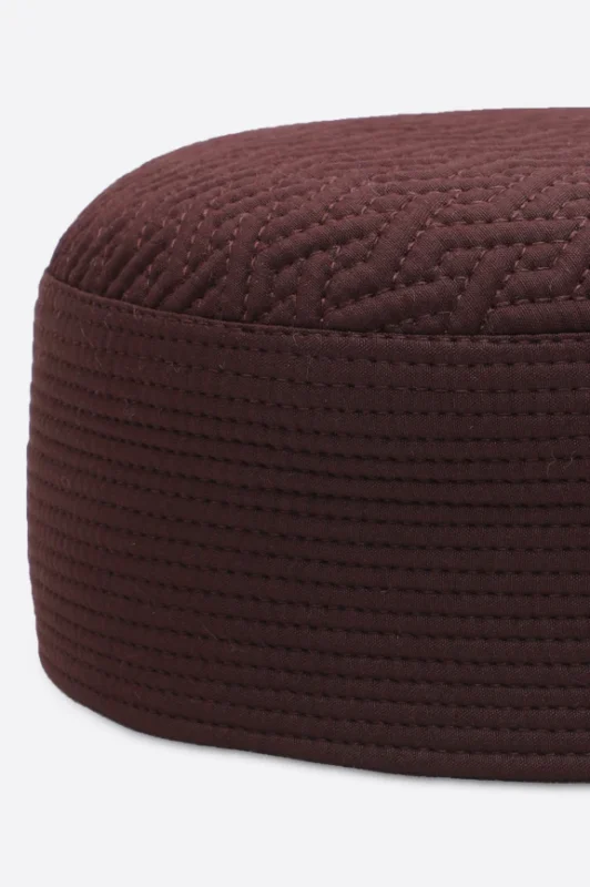Maroon Kufi Prayer Cap For Men