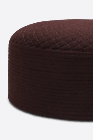 Maroon Kufi Prayer Cap For Men