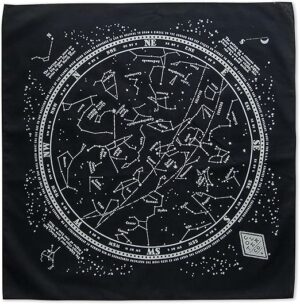 100% Cotton Black Bandana with Star Chart Design
