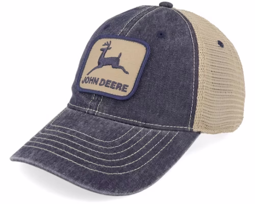 CottonPoly Mesh IvoryNavy Trucker - John Deere
