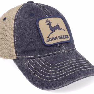 CottonPoly Mesh IvoryNavy Trucker - John Deere