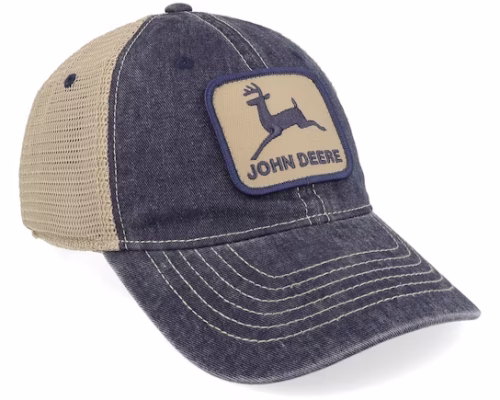 CottonPoly Mesh IvoryNavy Trucker - John Deere
