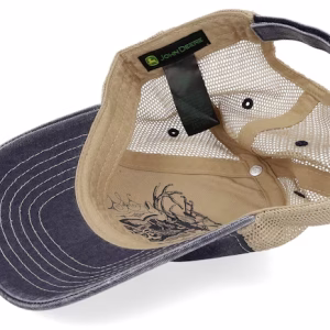 CottonPoly Mesh IvoryNavy Trucker - John Deere