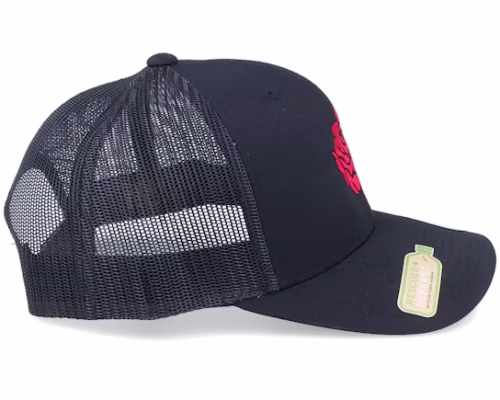 Organic Red Rose Petal Black Trucker - Iconic