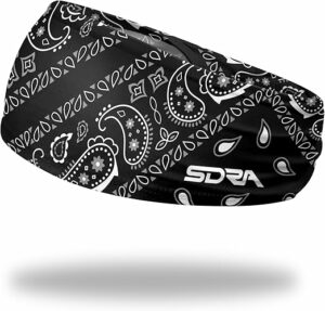 Suddora Paisley Print Bandana Headband, Multi-sport Boho Style Bandana Black