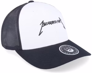 American Heavy Metal Logo BlackWhite Trucker - Bearded Man
