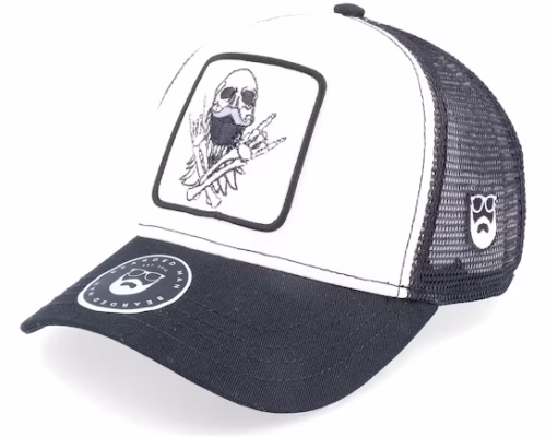 Bearded Rockstar Scull Patch BlackWhite Trucker - Bearded Man