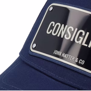 Consigliere Navy Aluminium Plate Blue A-Frame Trucker - John Hatter & Co