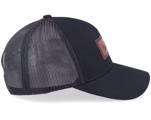 Engraved Alaska Mountain Box Patch Black Trucker - Wild Spirit