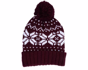 Fair Isle Snowstar® Beanie BurgundyWhite Pom - Beechfield