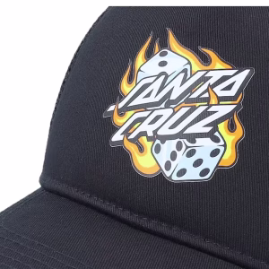 Flaming Dice Dot Meshback Black A-Frame Trucker - Santa Cruz