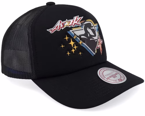 Golden State Warriors 2k Flash Hwc Black A-frame Trucker - Mitchell & Ness