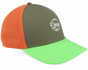 Hft Cap Summer Knit OliveGreenOrange A-Frame Trucker - Djinns