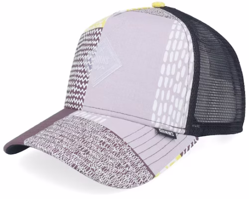 Hft Cap Summerpattern Grey/White/Yellow A-Frame Trucker - Djinns