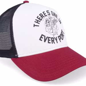 Hft Every Port BlackWhiteBurgundy A-Frame Trucker - Coastal