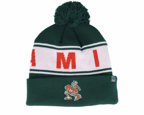 Miami Hurricanes Cuffed Knit Field Green Pom - Top of the World