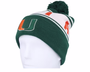 Miami Hurricanes Cuffed Knit Field Green Pom - Top of the World