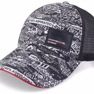 Porsche Motorsport Quoted All Over Print Black Trucker - Porsche