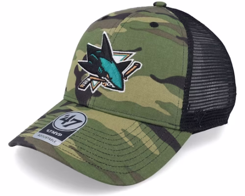 San Jose Sharks 47 Mvp CamoBlack Trucker - 47 Brand