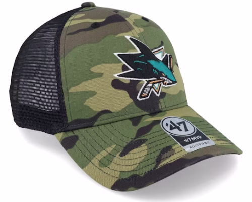 San Jose Sharks 47 Mvp CamoBlack Trucker - 47 Brand