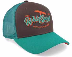 Stay Wild Script BrownTealOrange A-frame Trucker - Wild Spirit