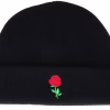 Tiny Red Rose Black Short Beanie - Iconic