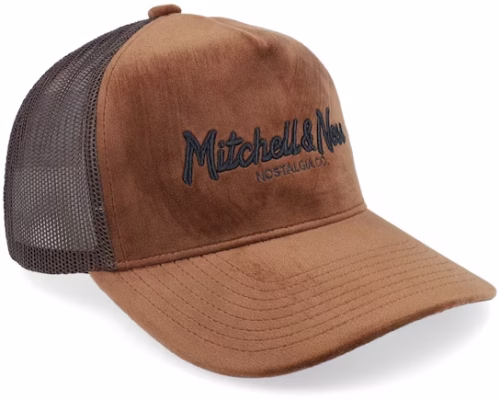 Velvet Pinscript Brown Trucker - Mitchell & Ness