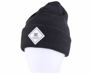 Womens Label Beanie Black Cuff - DC