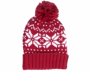 Fair Isle Snowstar® Beanie Red/White Pom - Beechfield