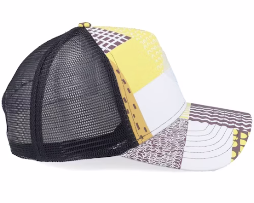 Hft Cap Summerpattern Grey/White/Yellow A-Frame Trucker - Djinns