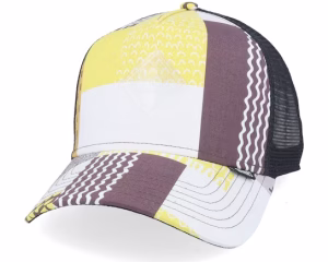Hft Cap Summerpattern Grey/White/Yellow A-Frame Trucker - Djinns