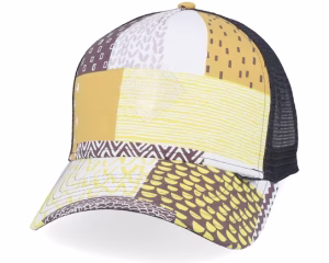 Hft Cap Summerpattern Grey/White/Yellow A-Frame Trucker - Djinns