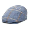 Lou Plaid Wool Flat Cap - Blue-Multi
