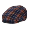 Plaid Flat Cap With Earflaps Navy-Orange