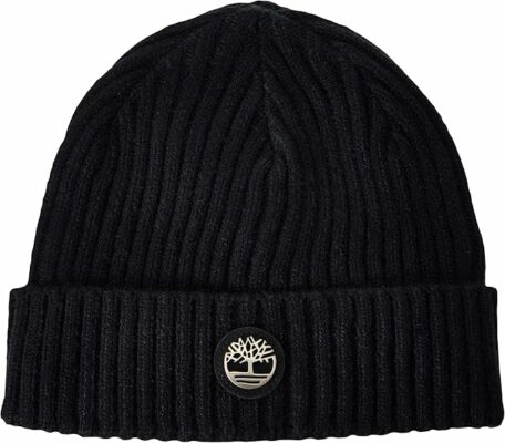 Mens Ribbed Beanie Cap with Logo Plate