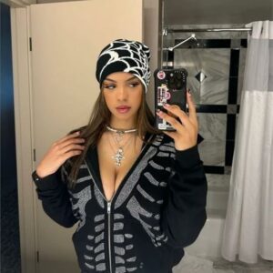 Spider Pattern Wool Acrylic Knitted Beanie