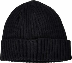 Mens Ribbed Beanie Cap with Logo Plate