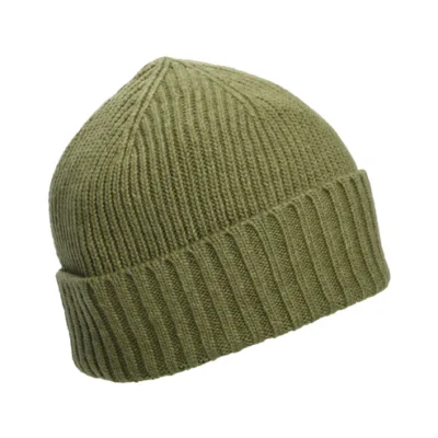 Wool Blend Beanie Hat - Light Moss