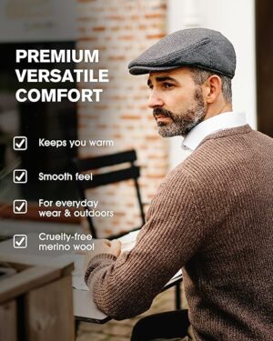 Wool Tweed Newsboy Flat Cap for Men