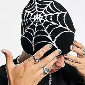 Spider Pattern Wool Acrylic Knitted Beanie
